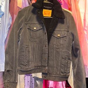 Levi's Black Denim Jacket with Sherpa Collar
